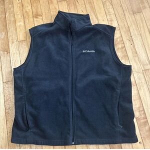 Columbia Fleece Vest Men XXL Black Solid Full Zip Sleeveless Jacket Collar